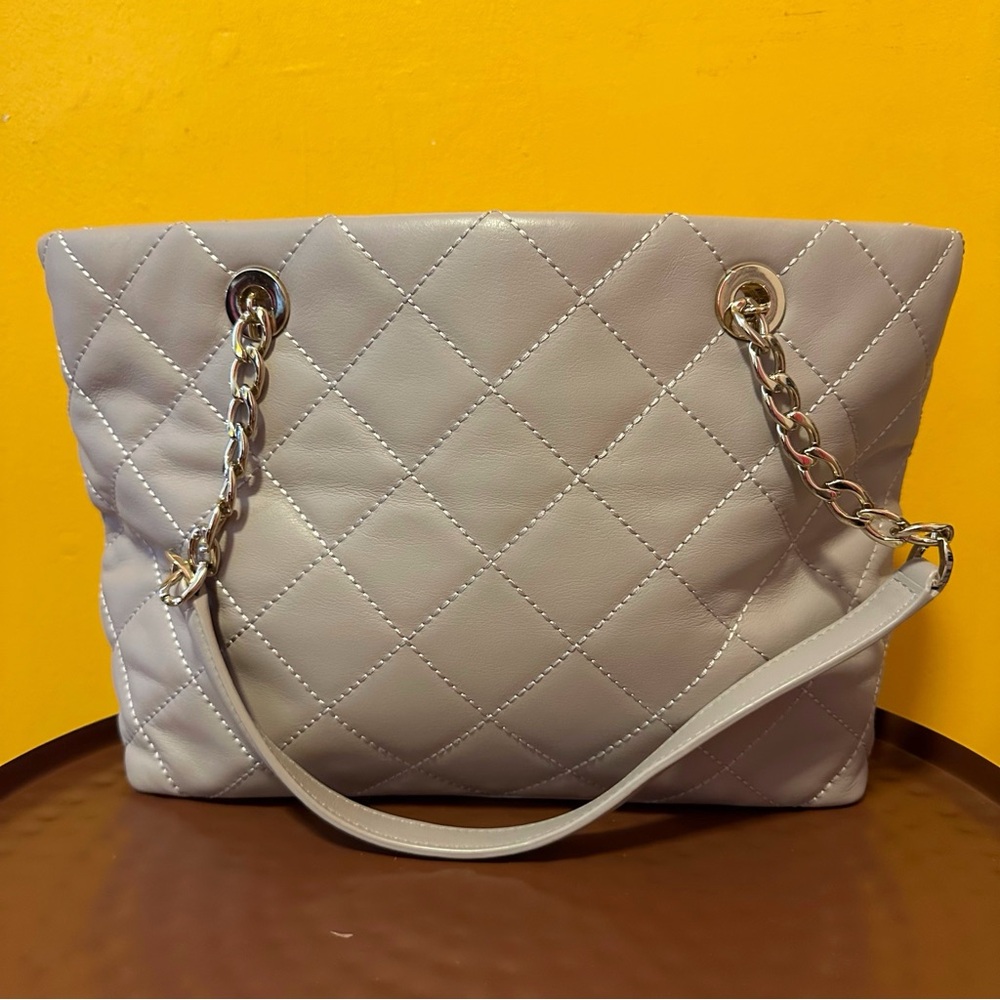 Kate Spade Quilted Leather Tote Bag - Light Gray - Picture 3 of 7